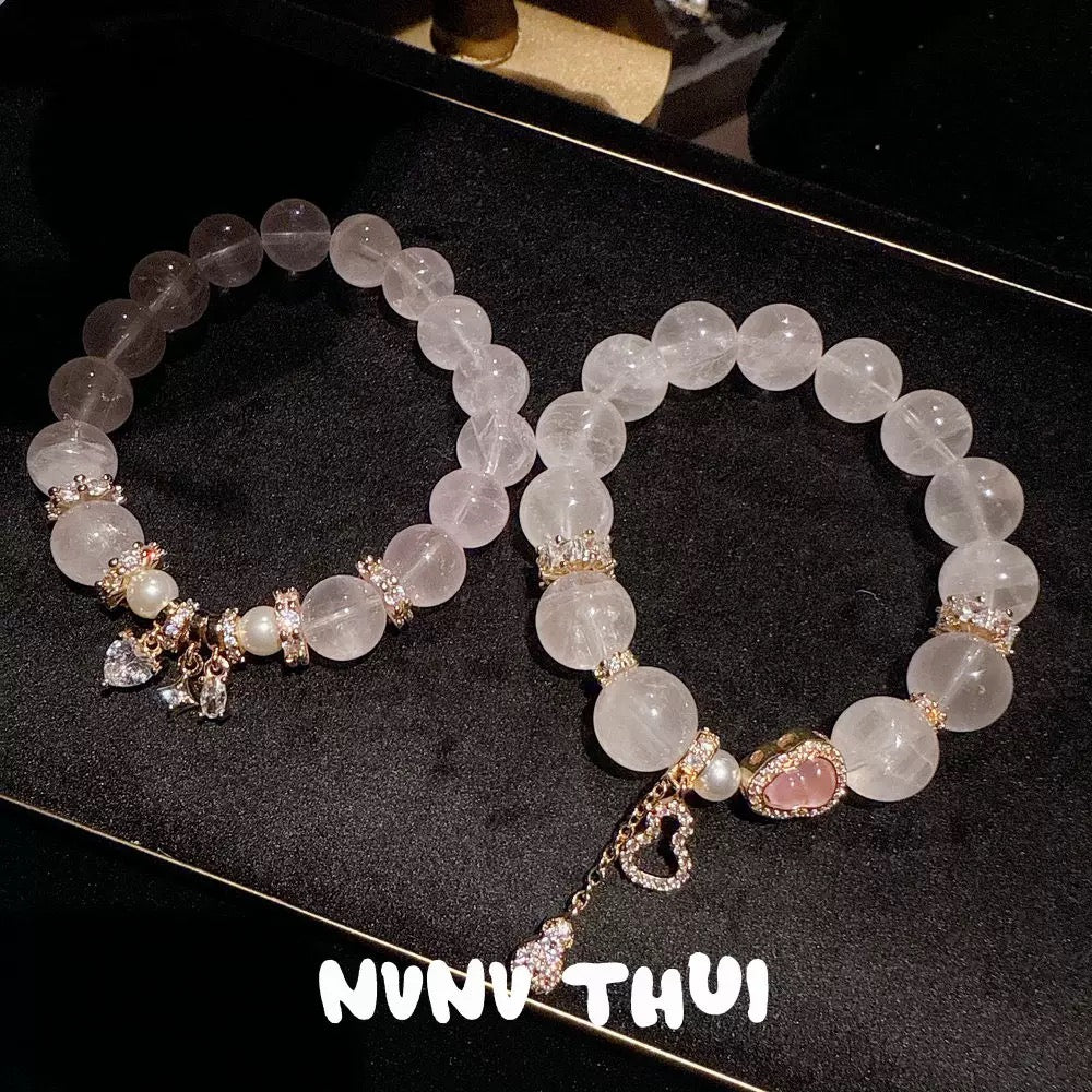 Gold Powder Family: Powdered Ace Gourd Crushed Ice Ice Crystal Bracelet, Starry Sky Natural Crystal Flower Goddess Beaded Bracelet