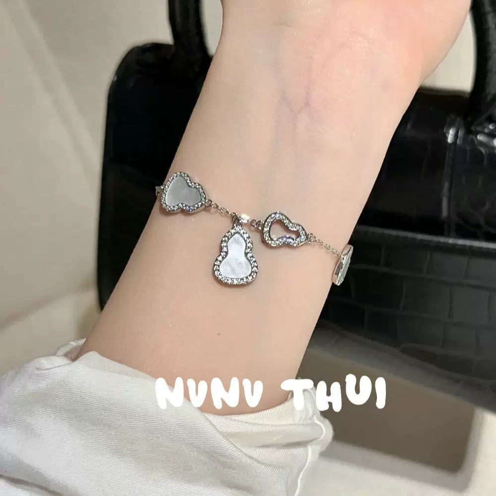 Jewelry Tiger's Eye Stone Mother-of-Pearl Gourd Hand Chain New Chinese Style Blue Turquoise Bead Gourd Hand Chain Stacking Wearing