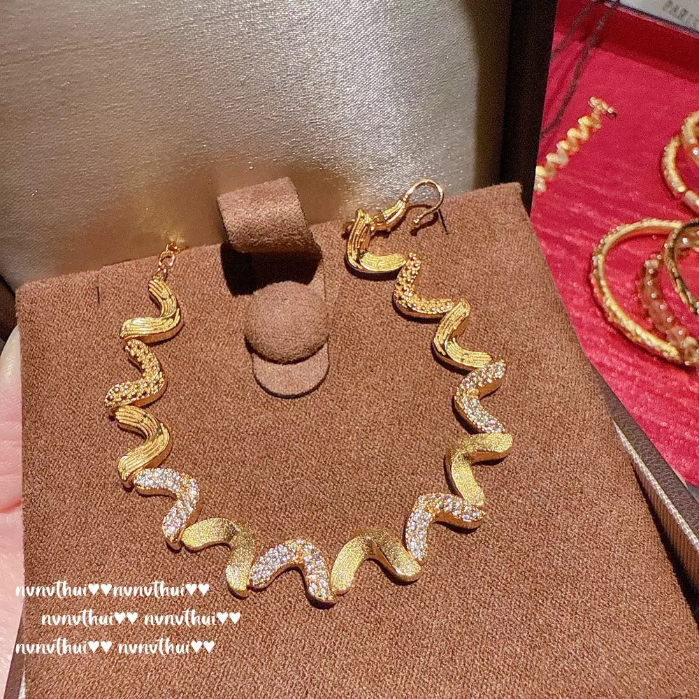 Ancient-style filigree peach, cardamom, gourd and peace lock necklace, new Chinese style, eight-sided wealth-bringing copper coin ring set