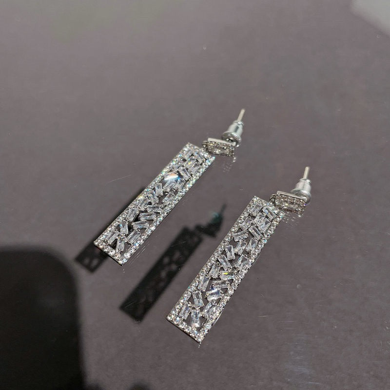 Sparkling Tear Drop Gem Eardrops Plated with 18K Gold, Wheat Ears, Tassel, Zircon Earrings, Cross, Sparkling Diamond Earrings