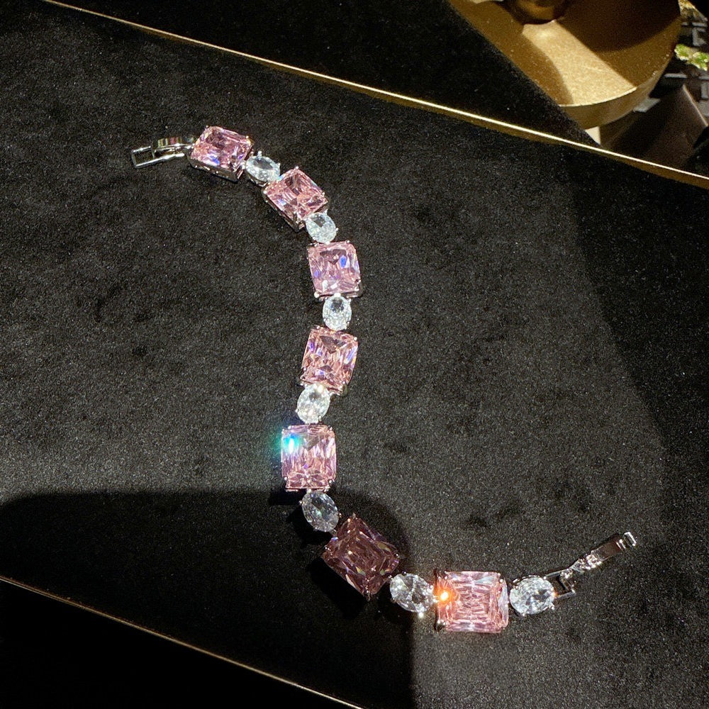 Austrian Queen Waterdrop Gemstone Bracelet Banquet High End Gold Plated Iris Zircon Bracelet Set