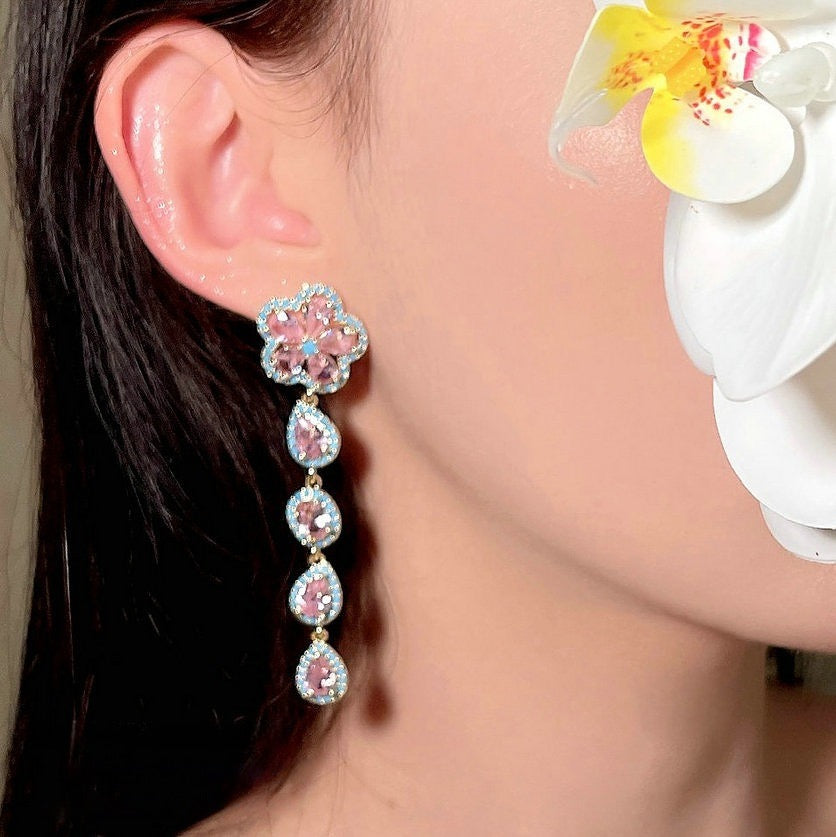 Papalacha dewdrop flower gemstone necklace, fugitive princess plated with 18K gold, northern nose powder, cubic sugar zircon bracelet