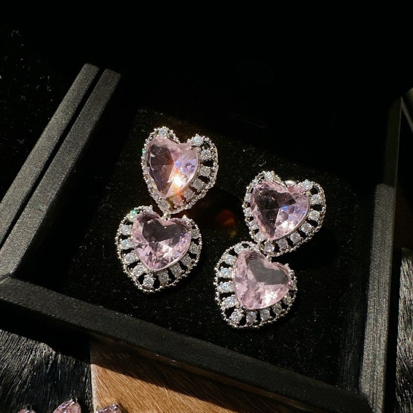 Fugitive princess pink flower basket gemstone earrings Papalacha plated 18K gold Barbie pink petal zircon bracelet