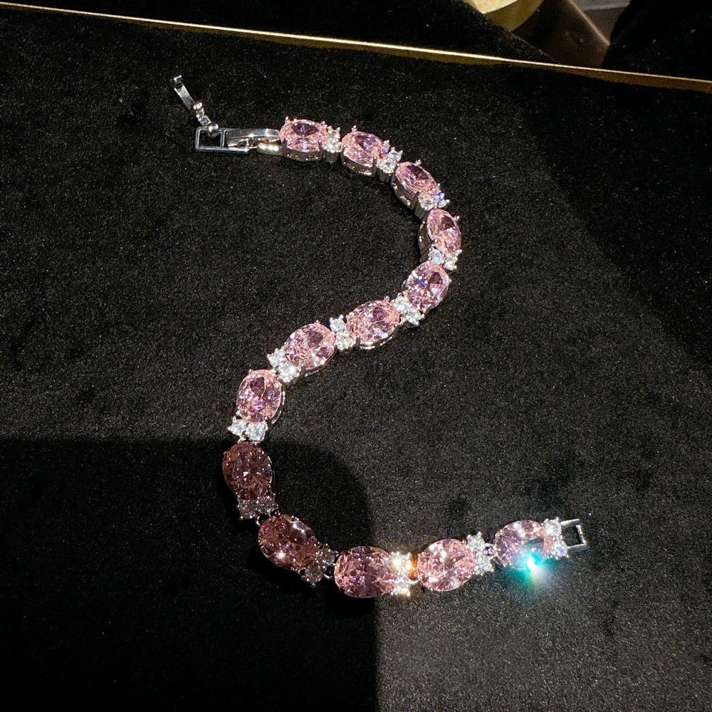 Austrian Queen Waterdrop Gemstone Bracelet Banquet High End Gold Plated Iris Zircon Bracelet Set