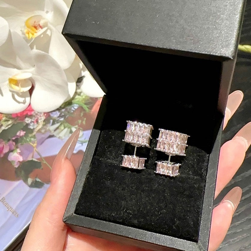 Fugitive princess pink flower basket gemstone earrings Papalacha plated 18K gold Barbie pink petal zircon bracelet