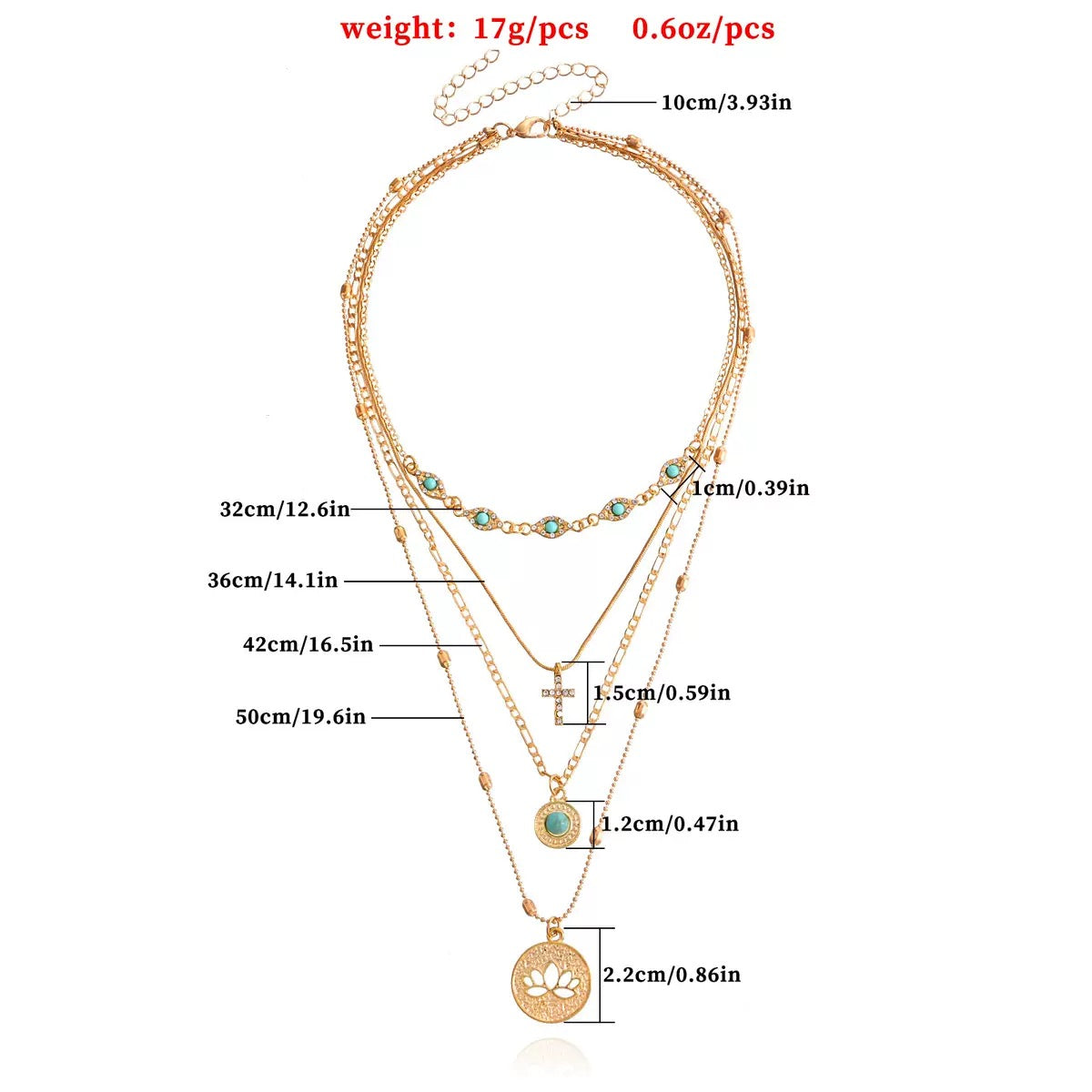 Fashionable ins multi-layer small hole chain hollow flower diamond-encrusted cross pendant necklace