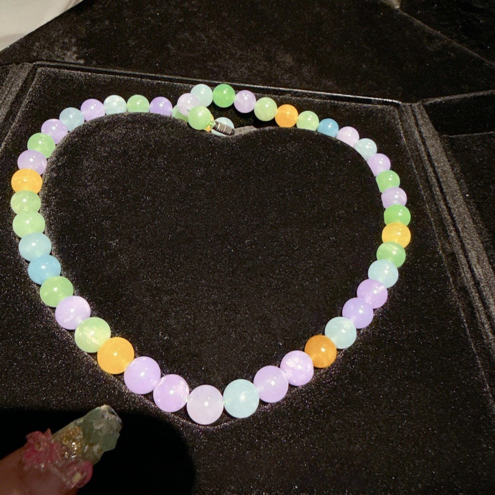 New Agate Bracelet Fruit Bag 4-Color Transport Multi Treasure Agate Bracelet Natural Jadeite Raw Stone Necklace