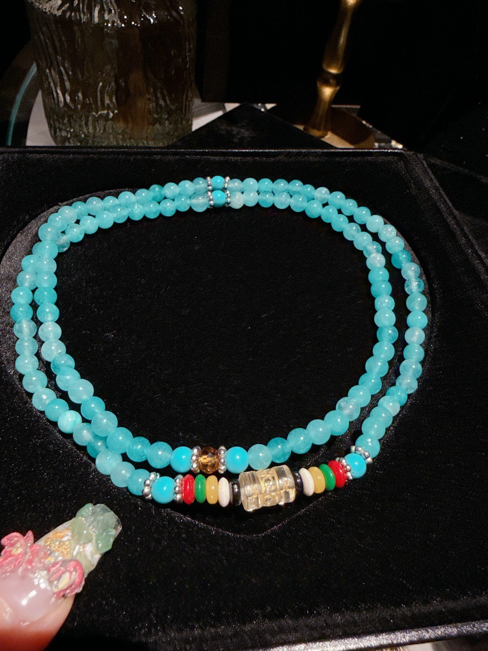 New Agate Bracelet Fruit Bag 4-Color Transport Multi Treasure Agate Bracelet Natural Jadeite Raw Stone Necklace