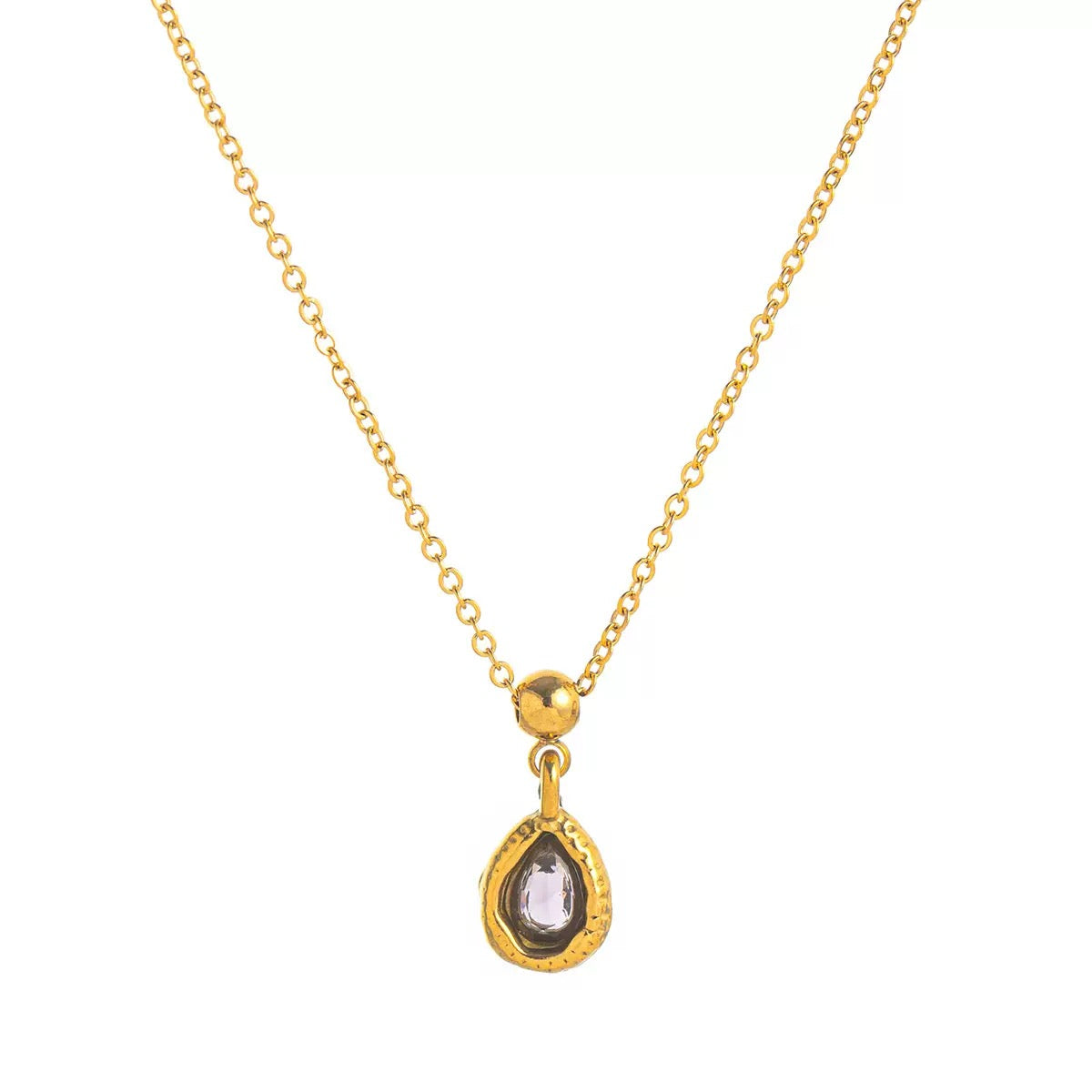 Stainless steel December birthstone Valentine's Day gift necklace vacuum electroplated with 18K gold in furnace to retain color