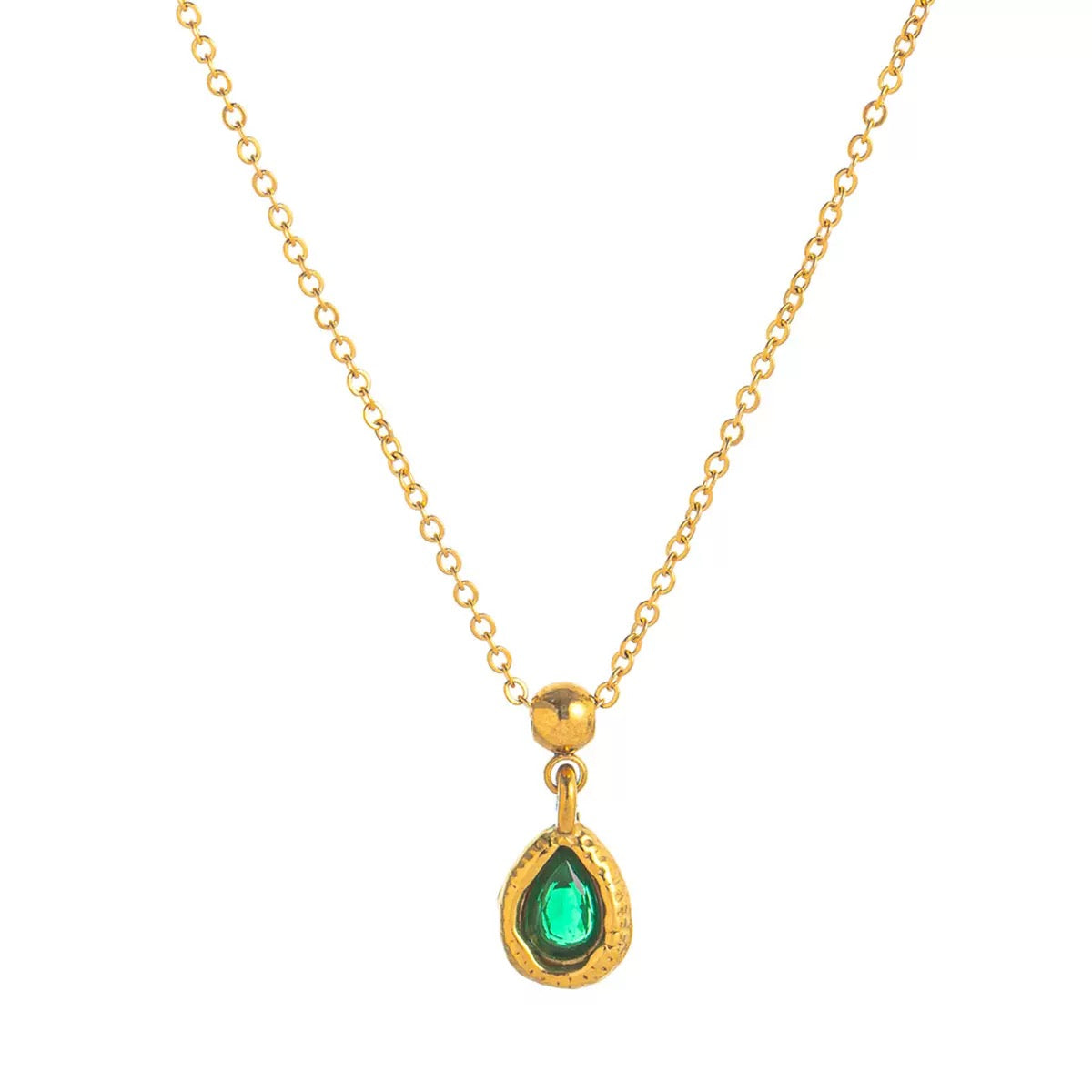 Stainless steel December birthstone Valentine's Day gift necklace vacuum electroplated with 18K gold in furnace to retain color