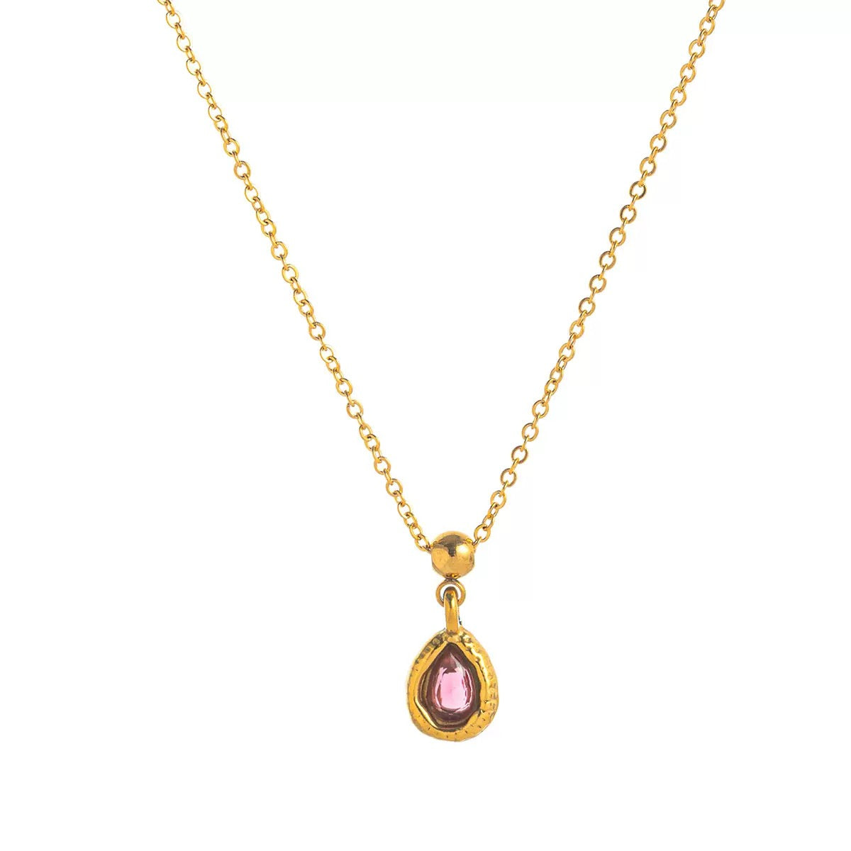 Stainless steel December birthstone Valentine's Day gift necklace vacuum electroplated with 18K gold in furnace to retain color