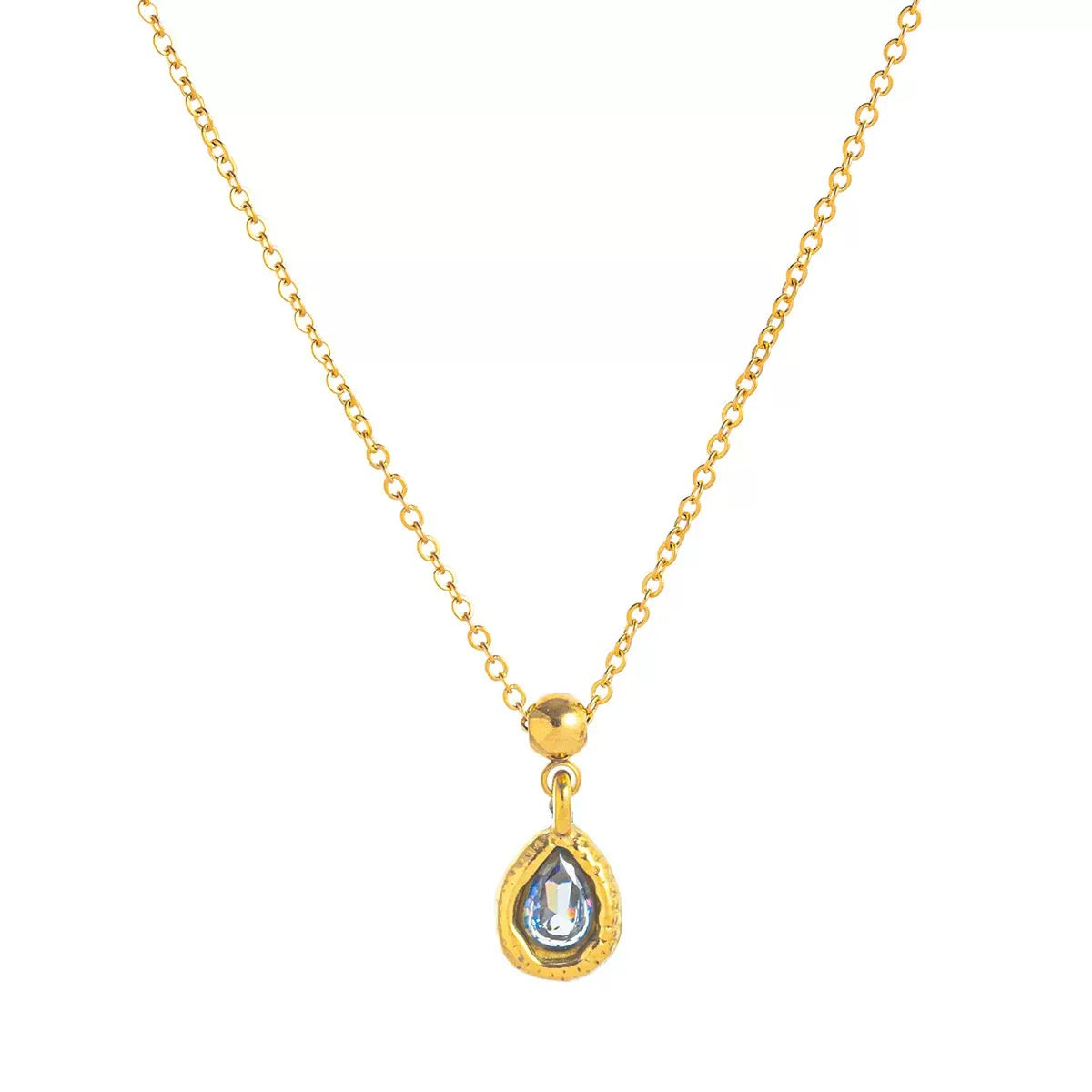 Stainless steel December birthstone Valentine's Day gift necklace vacuum electroplated with 18K gold in furnace to retain color