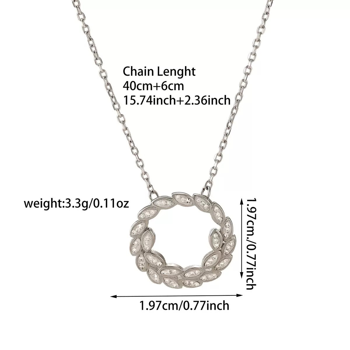 A luxurious and chic colored circle necklace with full diamonds, a versatile collar chain made of titanium steel