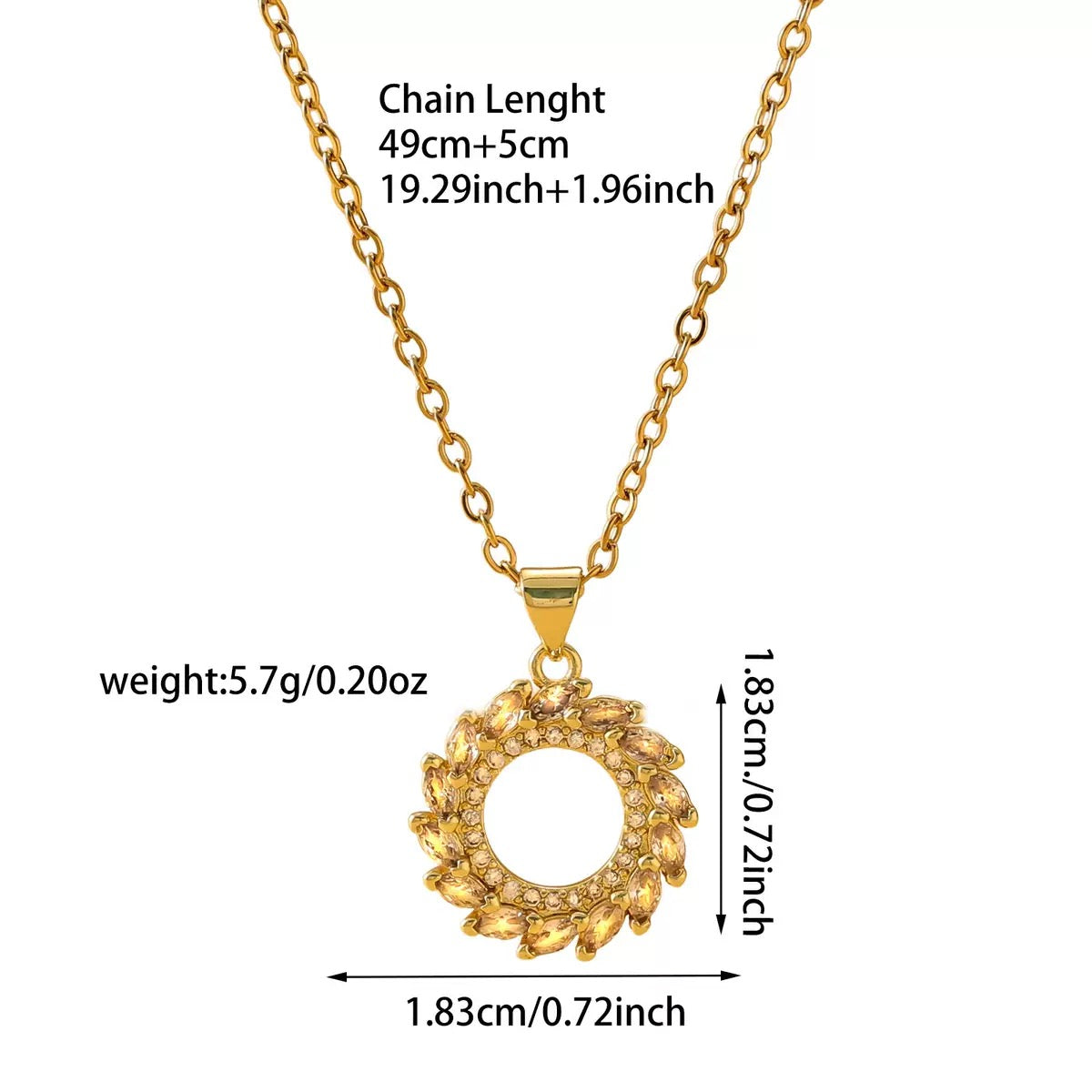 A luxurious and chic colored circle necklace with full diamonds, a versatile collar chain made of titanium steel