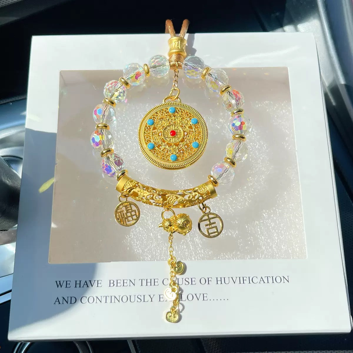 Lucky charm car hanging fortune-turning plate, car accessory, crystal pendant, safe car decoration, abacus car hanging ornament