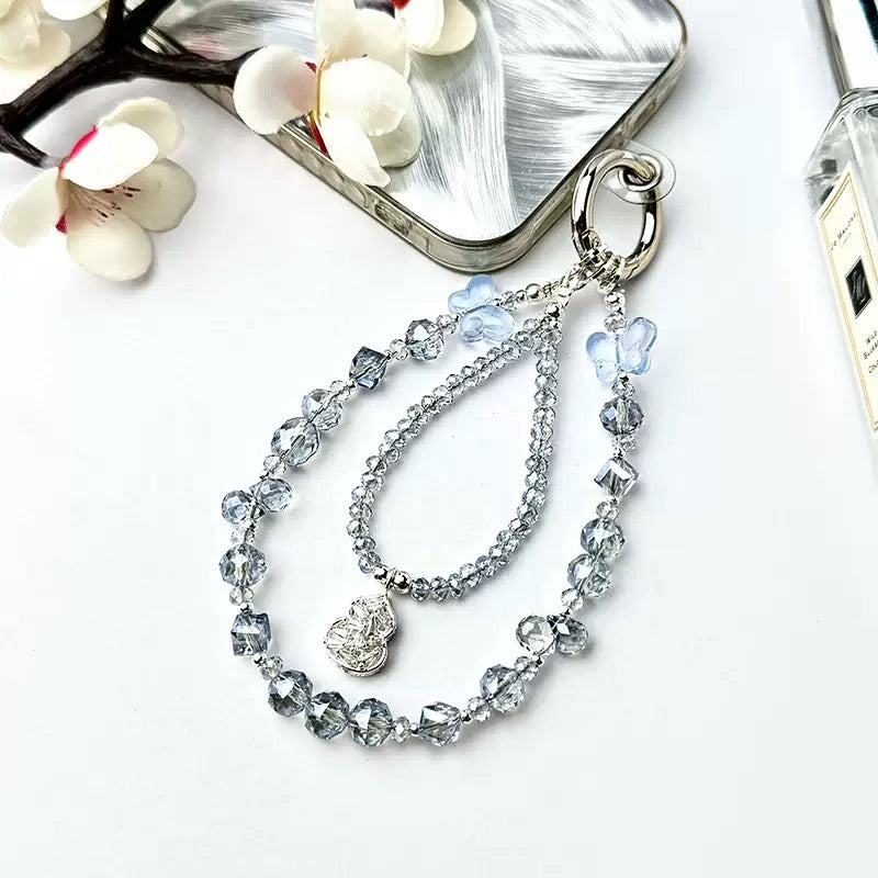 Butterfly Crystal Stone Gourd Mobile Phone Case Chain Fashion Pendant Beaded Women's Mobile Phone Lanyard