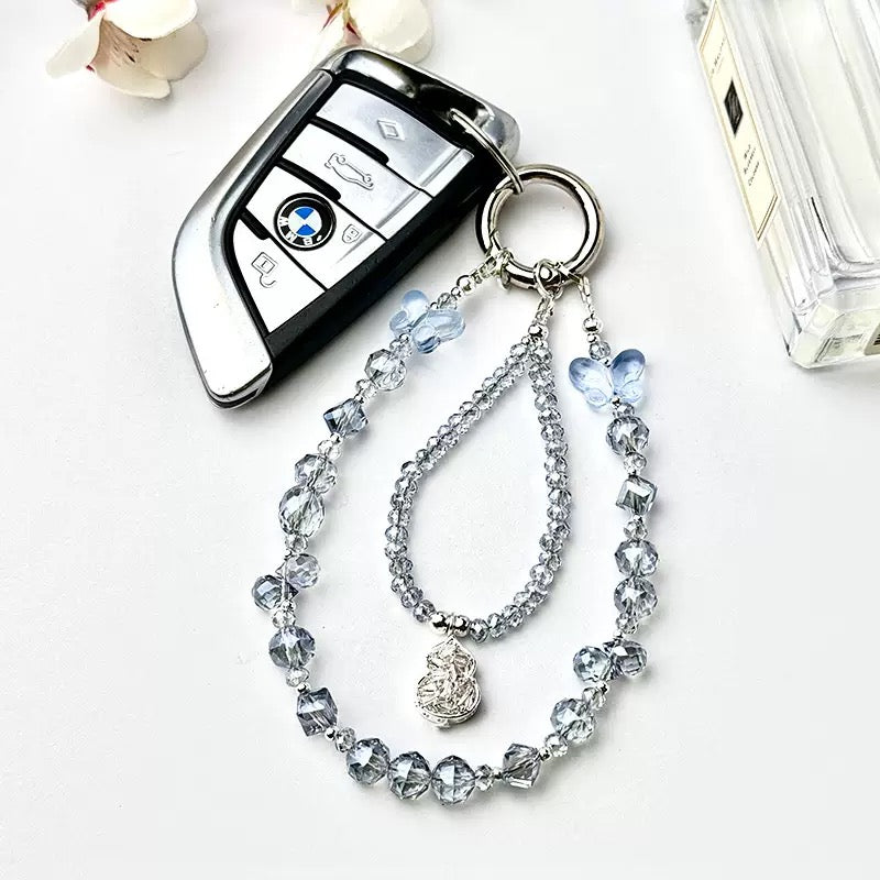 Butterfly Crystal Stone Gourd Mobile Phone Case Chain Fashion Pendant Beaded Women's Mobile Phone Lanyard