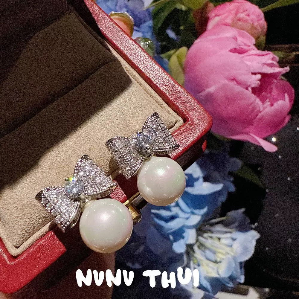 Jewelry, starry sky pearl necklace, high-end custom for banquets, starlight geometric fish-mermaid pearl earrings set