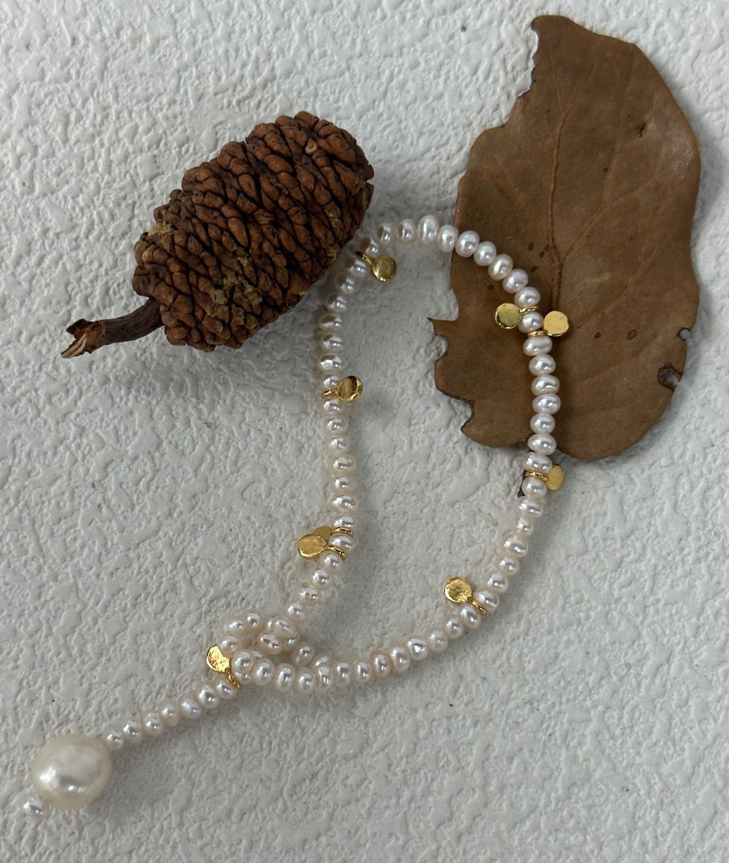 Natural freshwater pearl gold piece pearl bracelet for girls, Mother's Day gift, handmade pearl bracelet