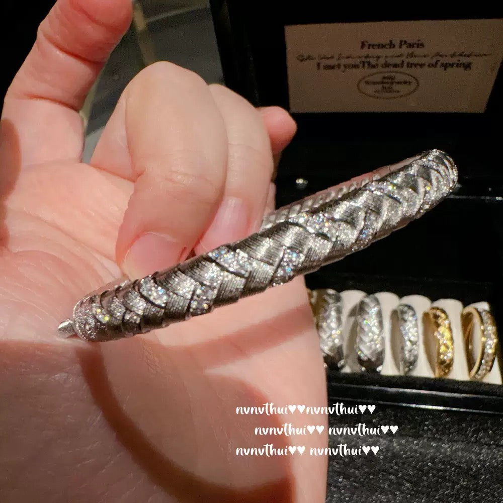 Italian vintage brushed wheat sheaf gemstone bracelet, plated with 18K gold.