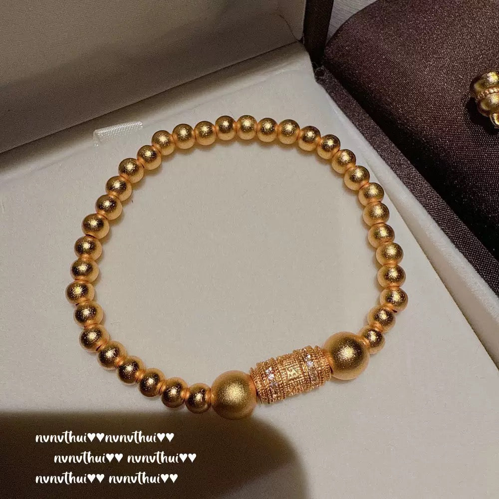 Ancient-style golden inlaid star-shaped small yellow fish coiled bracelet, new Chinese style, rich lady, copper coin gourd fortune bead bracelet