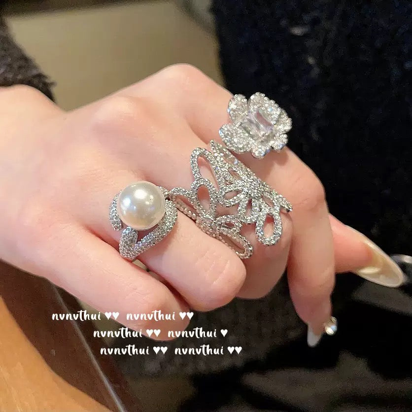 Miss Alice Flower Gem Ring, Bouquet Ring, 18K Gold Plated, Romantic Flower Field Zircon Ring