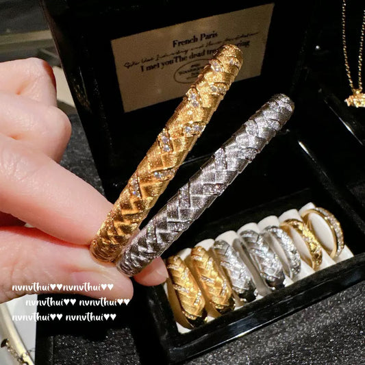 Italian vintage brushed wheat sheaf gemstone bracelet, plated with 18K gold.
