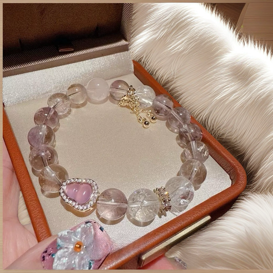 Gold Powder Family: Powdered Ace Gourd Crushed Ice Ice Crystal Bracelet, Starry Sky Natural Crystal Flower Goddess Beaded Bracelet