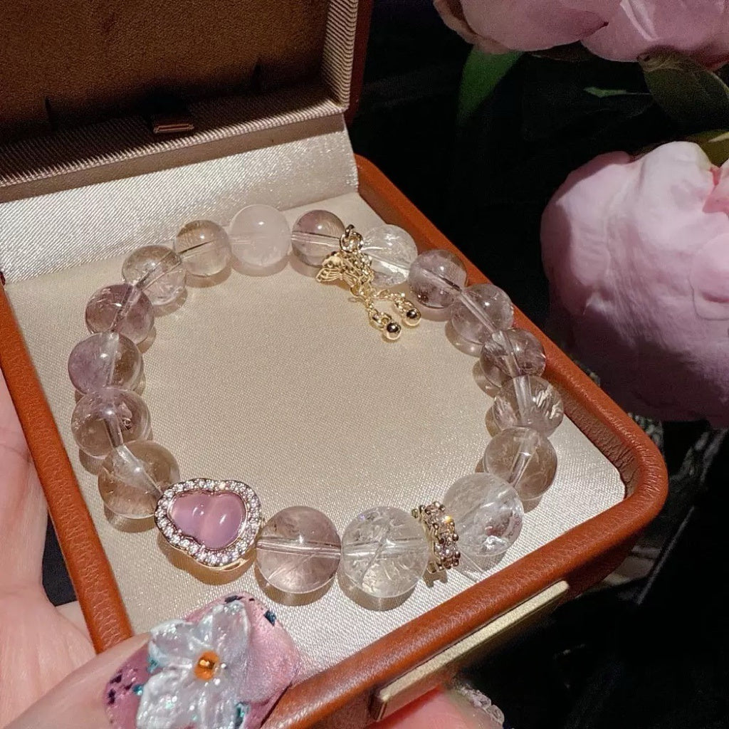 Gold Powder Family: Powdered Ace Gourd Crushed Ice Ice Crystal Bracelet, Starry Sky Natural Crystal Flower Goddess Beaded Bracelet