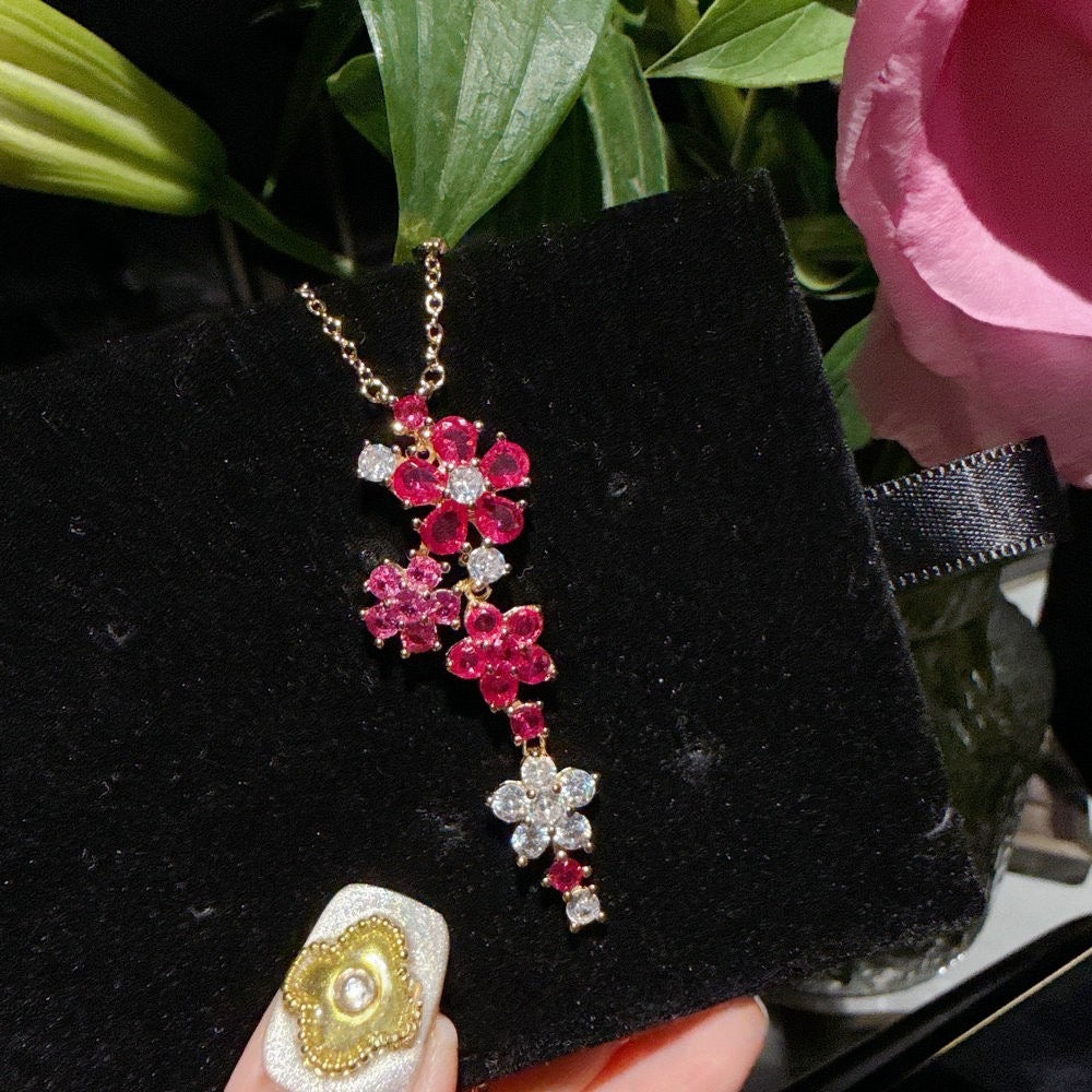 Midsummer Night's Dream Purple Flower Gemstone Necklace Light Luxury Premium Iris Purple Flower Zircon Bracelet