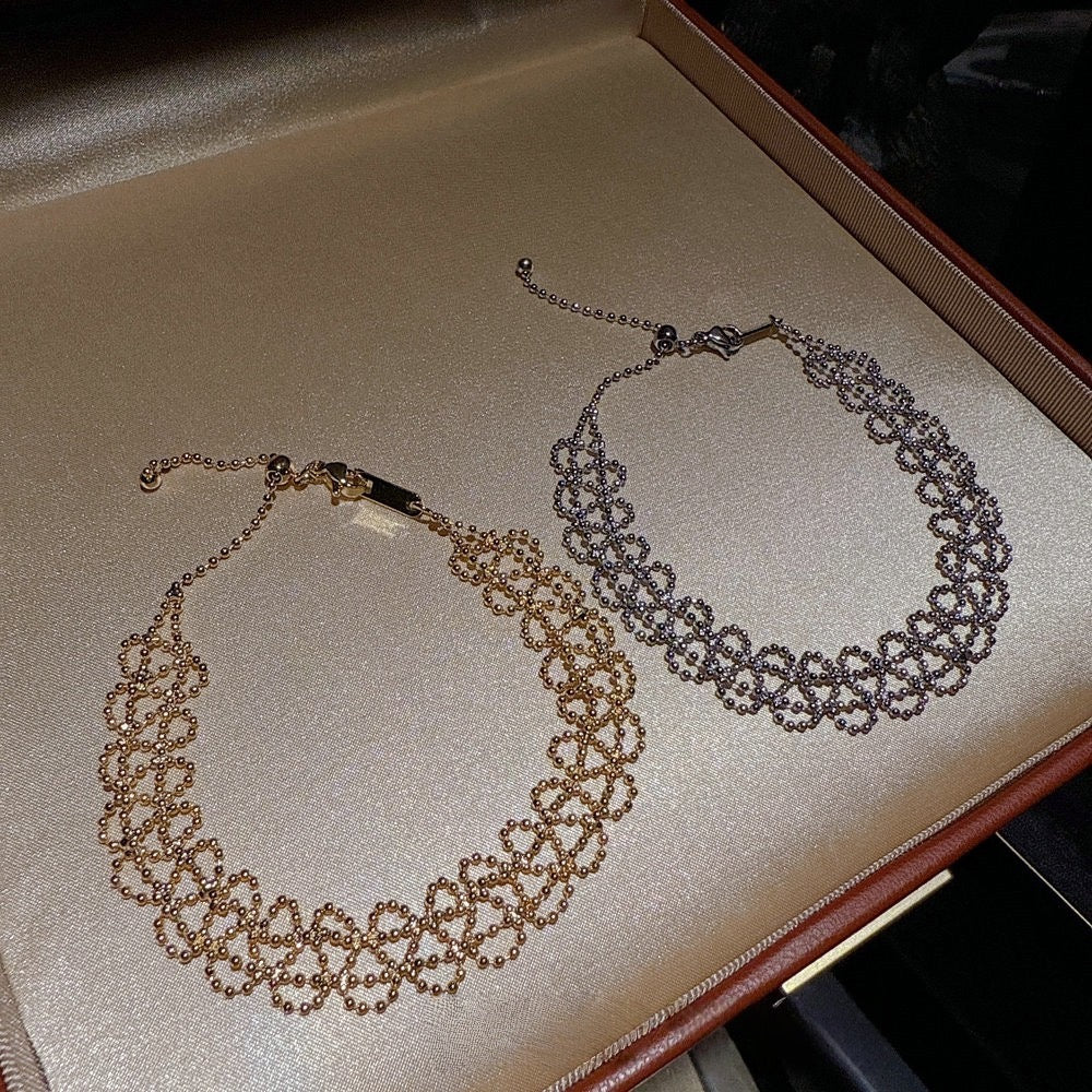Vintage court lace gold wood ear bracelet with Italian craftsmanship, high-end feel, satin lace bracelet