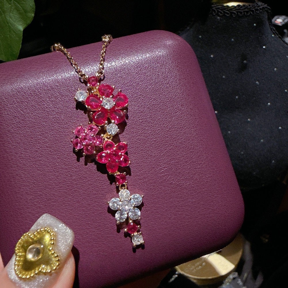 Midsummer Night's Dream Purple Flower Gemstone Necklace Light Luxury Premium Iris Purple Flower Zircon Bracelet
