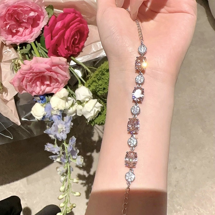 Papalacha dewdrop flower gemstone necklace, fugitive princess plated with 18K gold, northern nose powder, cubic sugar zircon bracelet