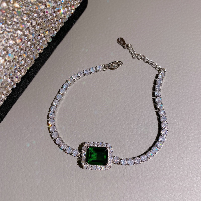Oil painting peacock emerald earrings plated with 18K gold multi section emerald zircon kite brooch necklace set