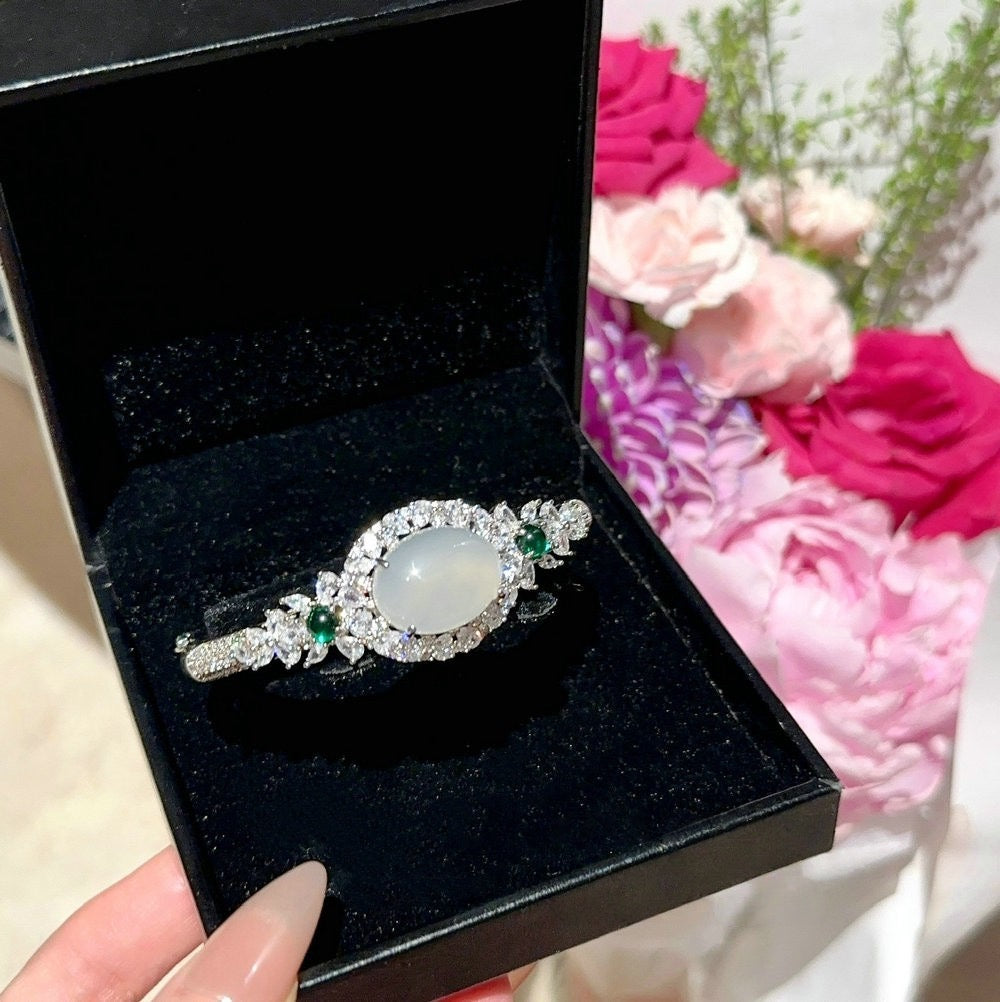 Brilliant letter gemstone bracelet plated with 18K gold, zircon bamboo shaped sparkling diamond bracelet with adjustable opening