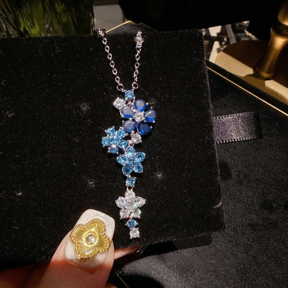 Midsummer Night's Dream Purple Flower Gemstone Necklace Light Luxury Premium Iris Purple Flower Zircon Bracelet