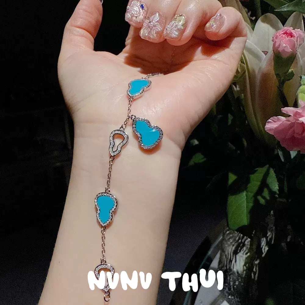 Jewelry Tiger's Eye Stone Mother-of-Pearl Gourd Hand Chain New Chinese Style Blue Turquoise Bead Gourd Hand Chain Stacking Wearing