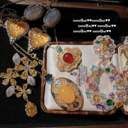 Macaron gemstone flower hoop earrings, Vintage 18K gold plated, Twilight Yellow hand-held flower zirconia