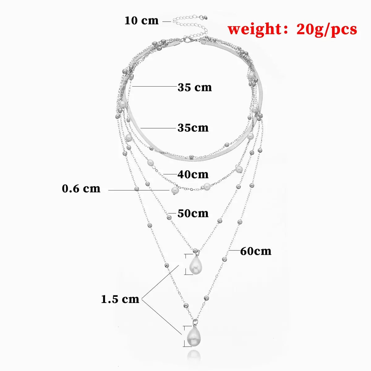Pearl pendant multi-layered round bead necklace for women. New fashion, retro, handmade and simple necklace.