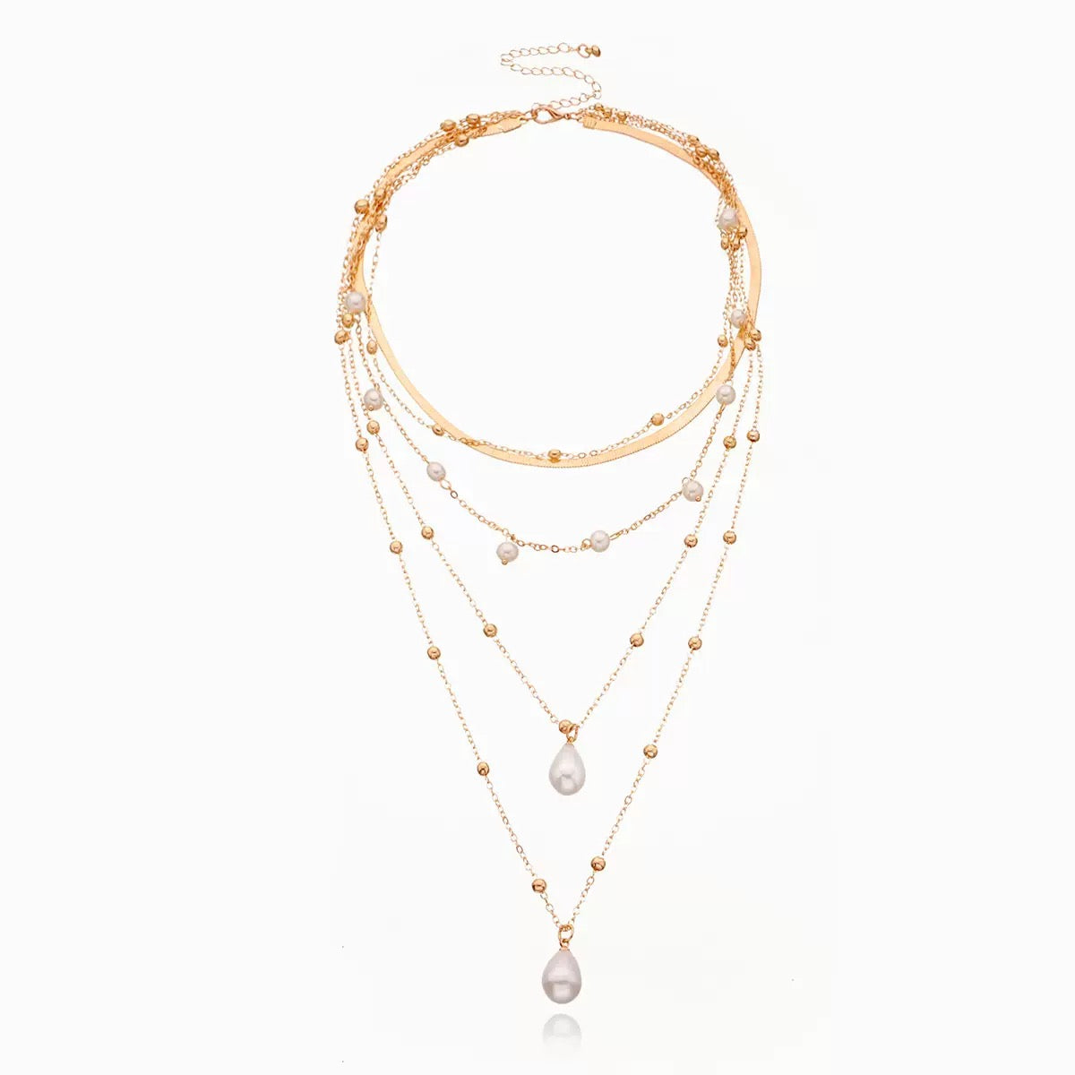 Pearl pendant multi-layered round bead necklace for women. New fashion, retro, handmade and simple necklace.