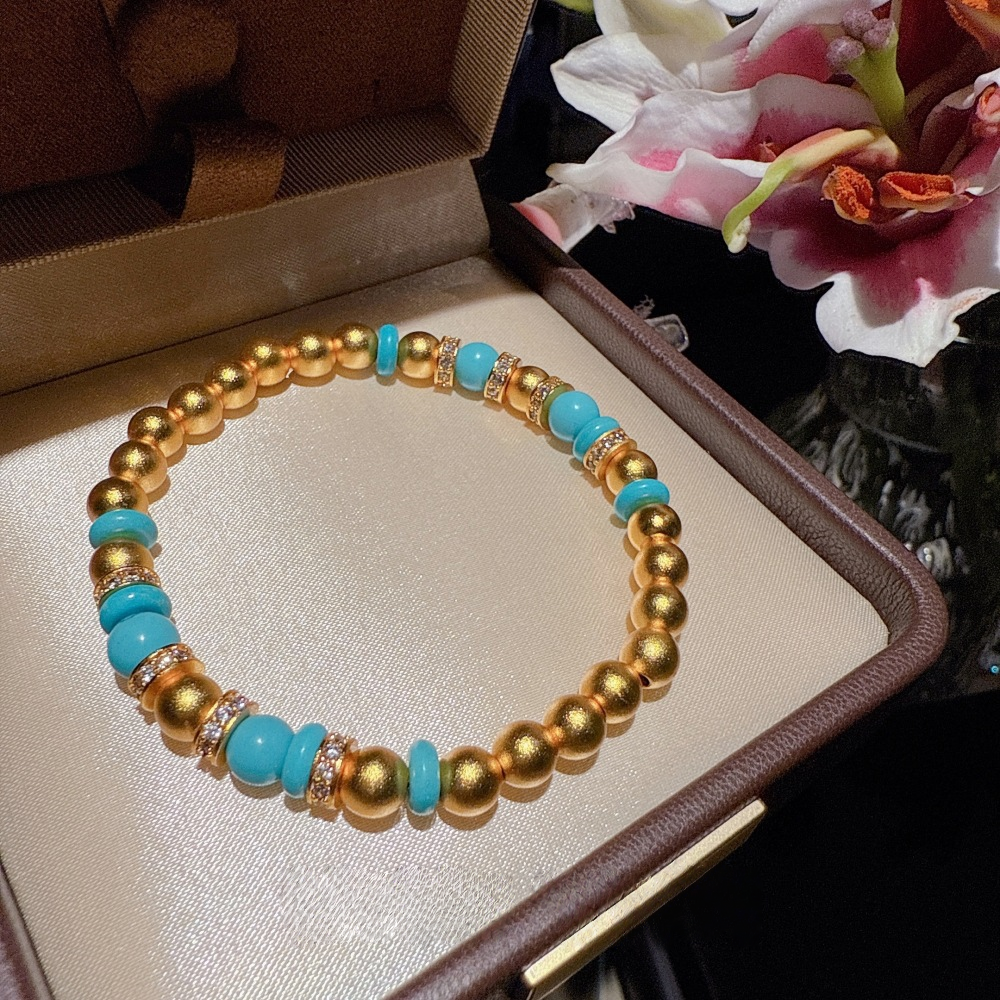 Green Release Bracelet Gilded Stacked Dream Sea Pattern Stone Blue Pine Small Waist Bracelet Stacked Wearing