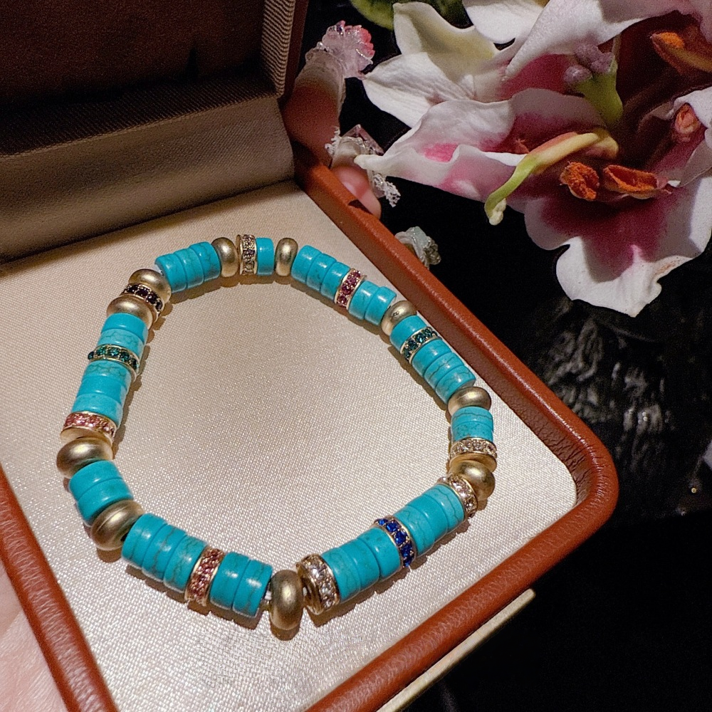 Green Release Bracelet Gilded Stacked Dream Sea Pattern Stone Blue Pine Small Waist Bracelet Stacked Wearing