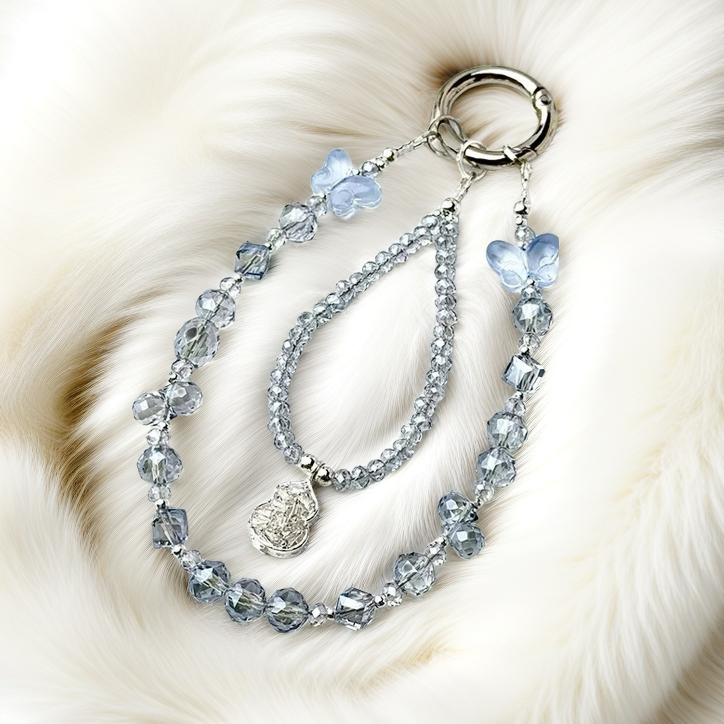 Butterfly Crystal Stone Gourd Mobile Phone Case Chain Fashion Pendant Beaded Women's Mobile Phone Lanyard