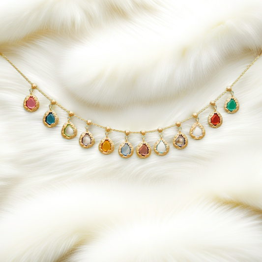 Stainless steel December birthstone Valentine's Day gift necklace vacuum electroplated with 18K gold in furnace to retain color