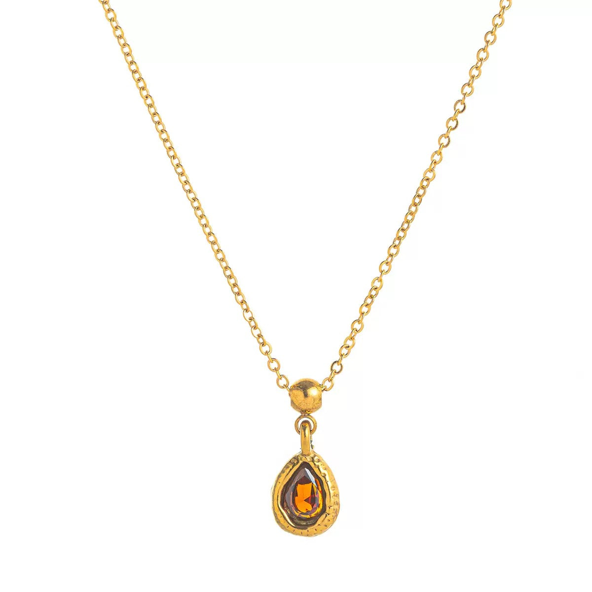 Stainless steel December birthstone Valentine's Day gift necklace vacuum electroplated with 18K gold in furnace to retain color
