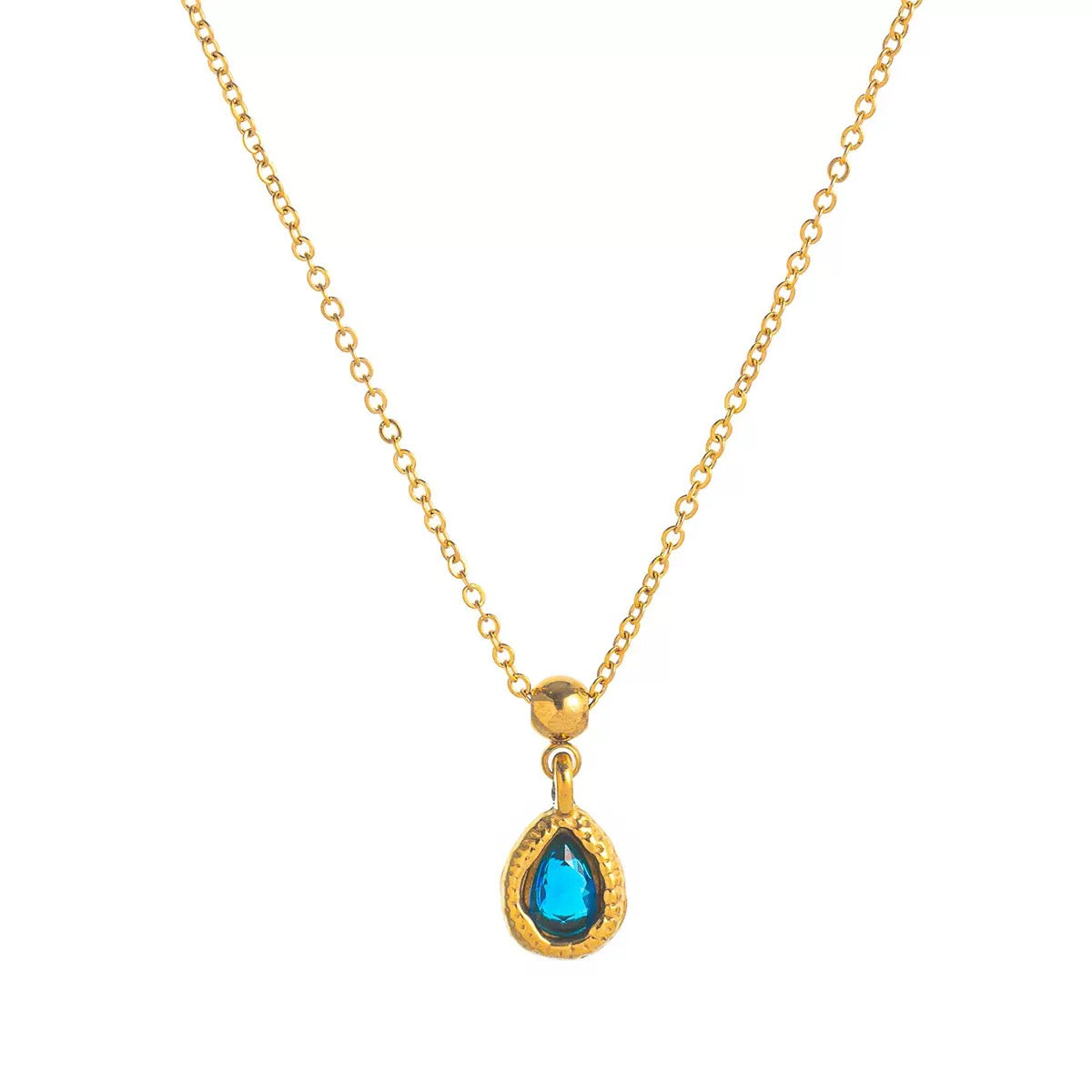 Stainless steel December birthstone Valentine's Day gift necklace vacuum electroplated with 18K gold in furnace to retain color