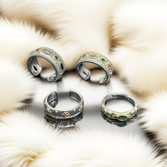 Medieval court style brushed finish high-end retro lace open ring for women, fashionable, delicate and unique finger ring.