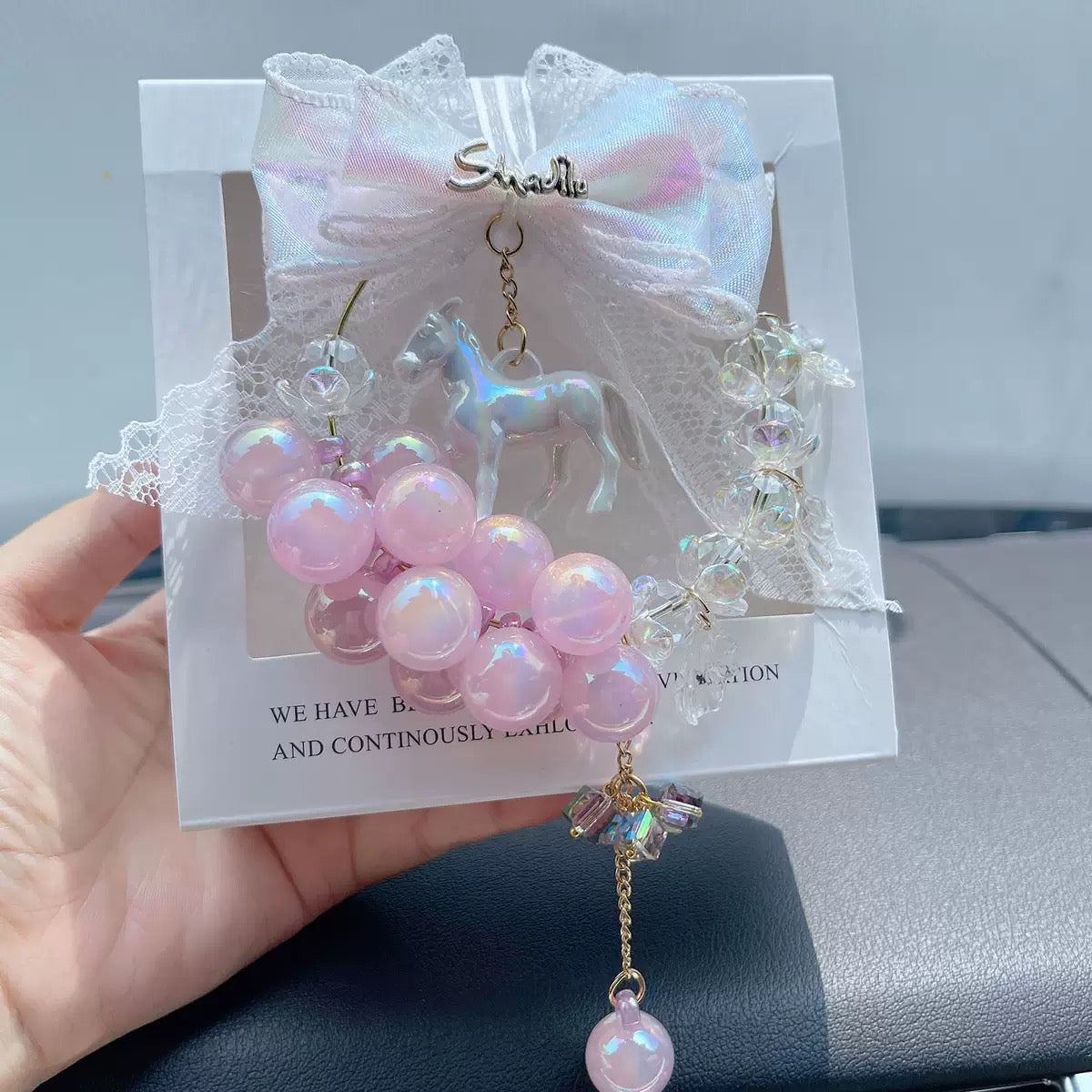 Dopamine bubble beads zodiac horse pendant, internet-famous car decoration, car hanging accessory, rearview mirror decoration for vehicle