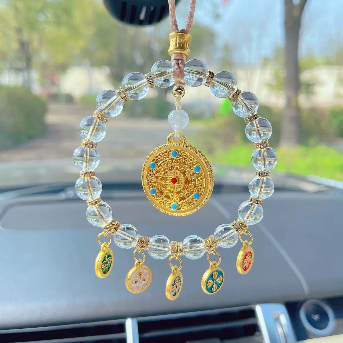 Five-Legged Wealth God Car Charm, Rearview Mirror Decoration, Good Luck Amulet for Car Accessories