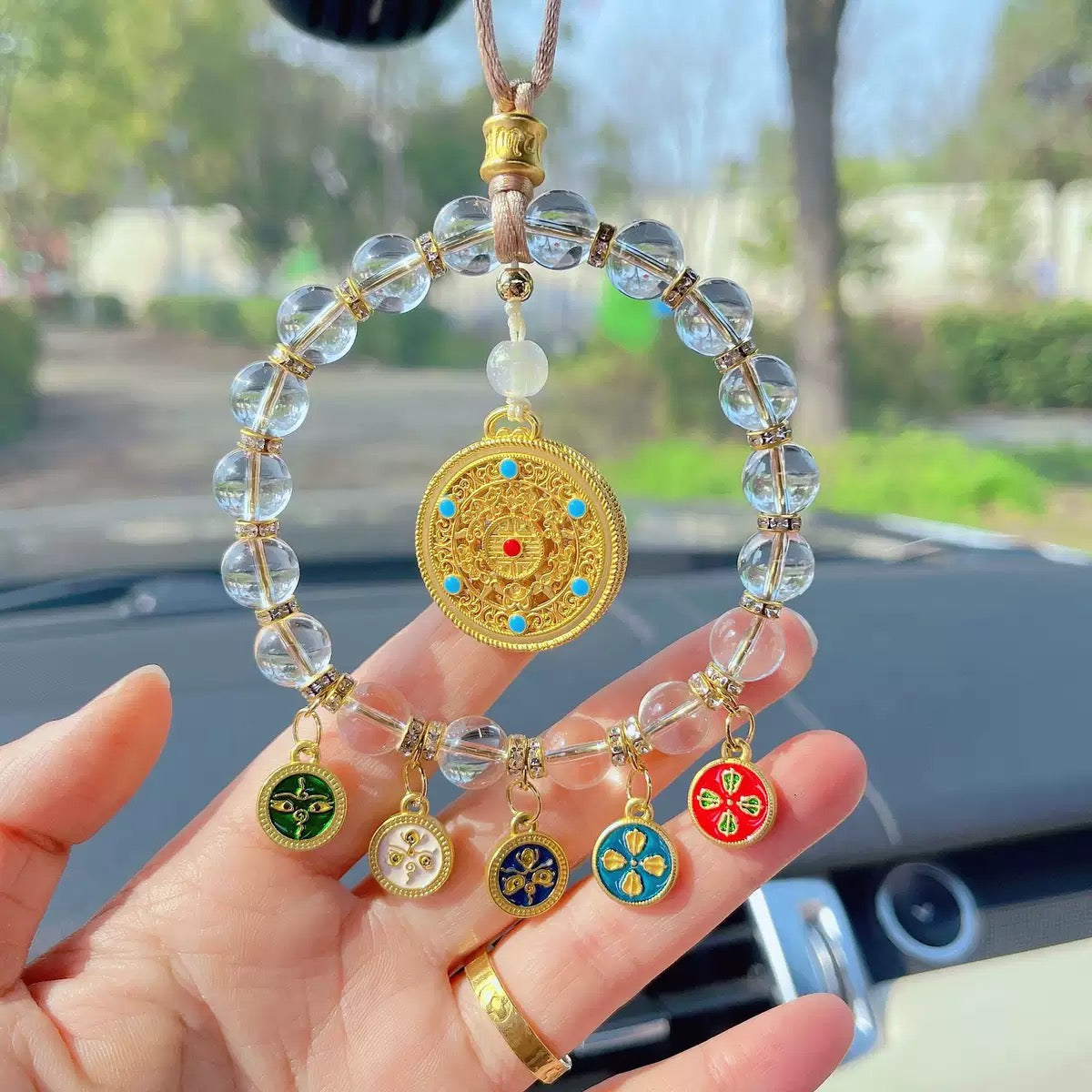 Five-Legged Wealth God Car Charm, Rearview Mirror Decoration, Good Luck Amulet for Car Accessories
